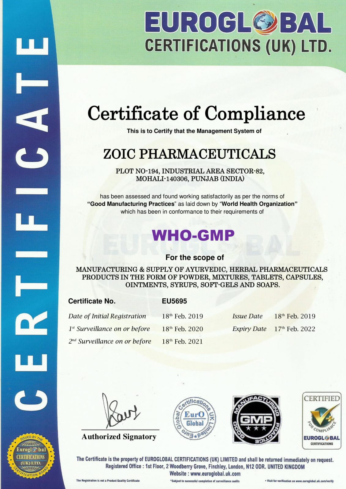 WHO-GMP Certificate